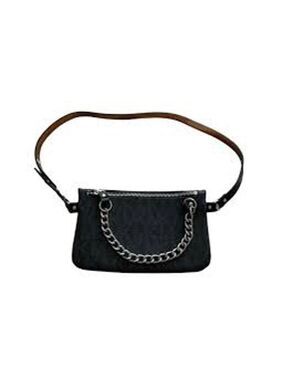 Michael Kors Belt Bag Pull Chain Black/Gray 8" x 5"
